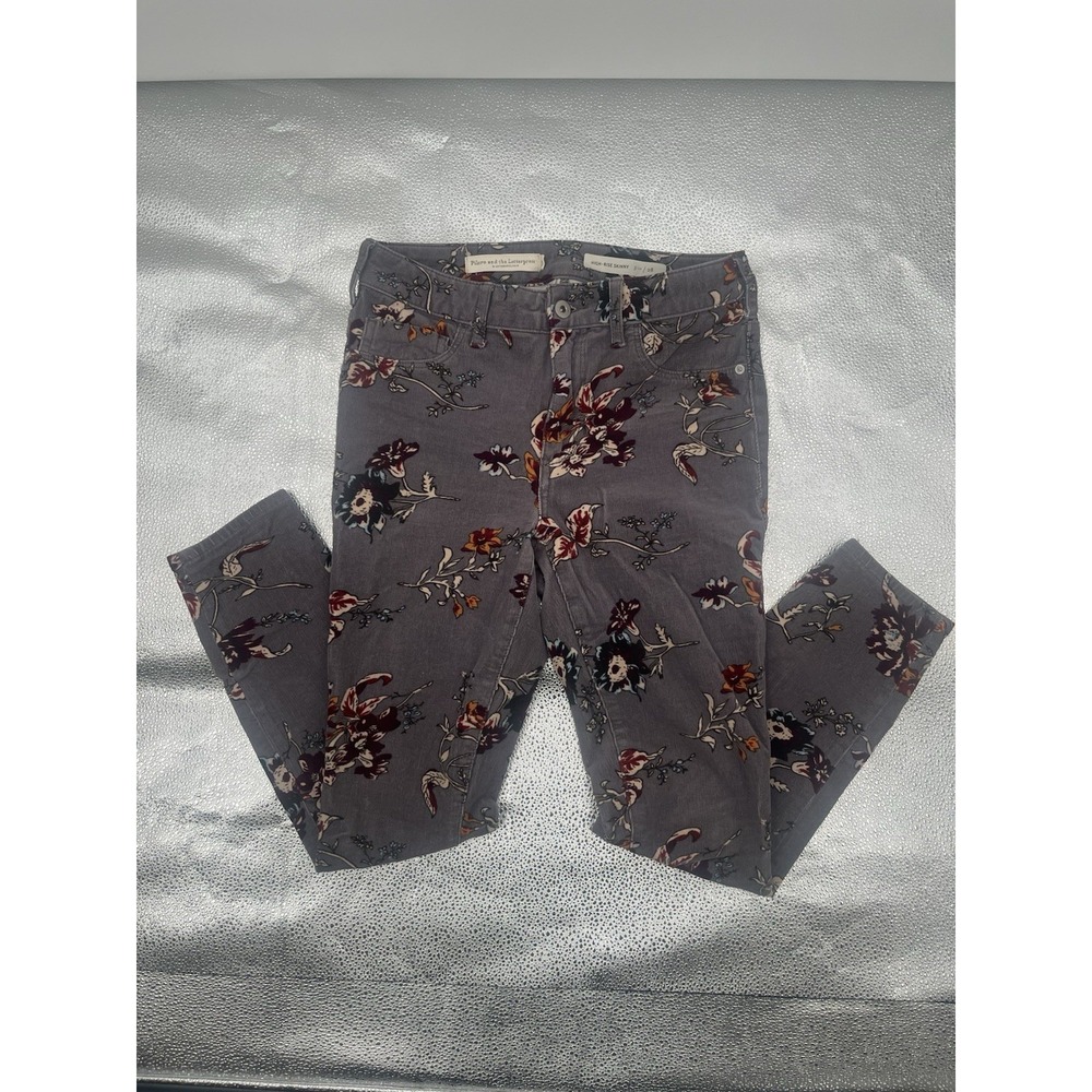 Anthropologie Pilcro and Letterpress Womens High Rise Corduroy Pants Floral 28